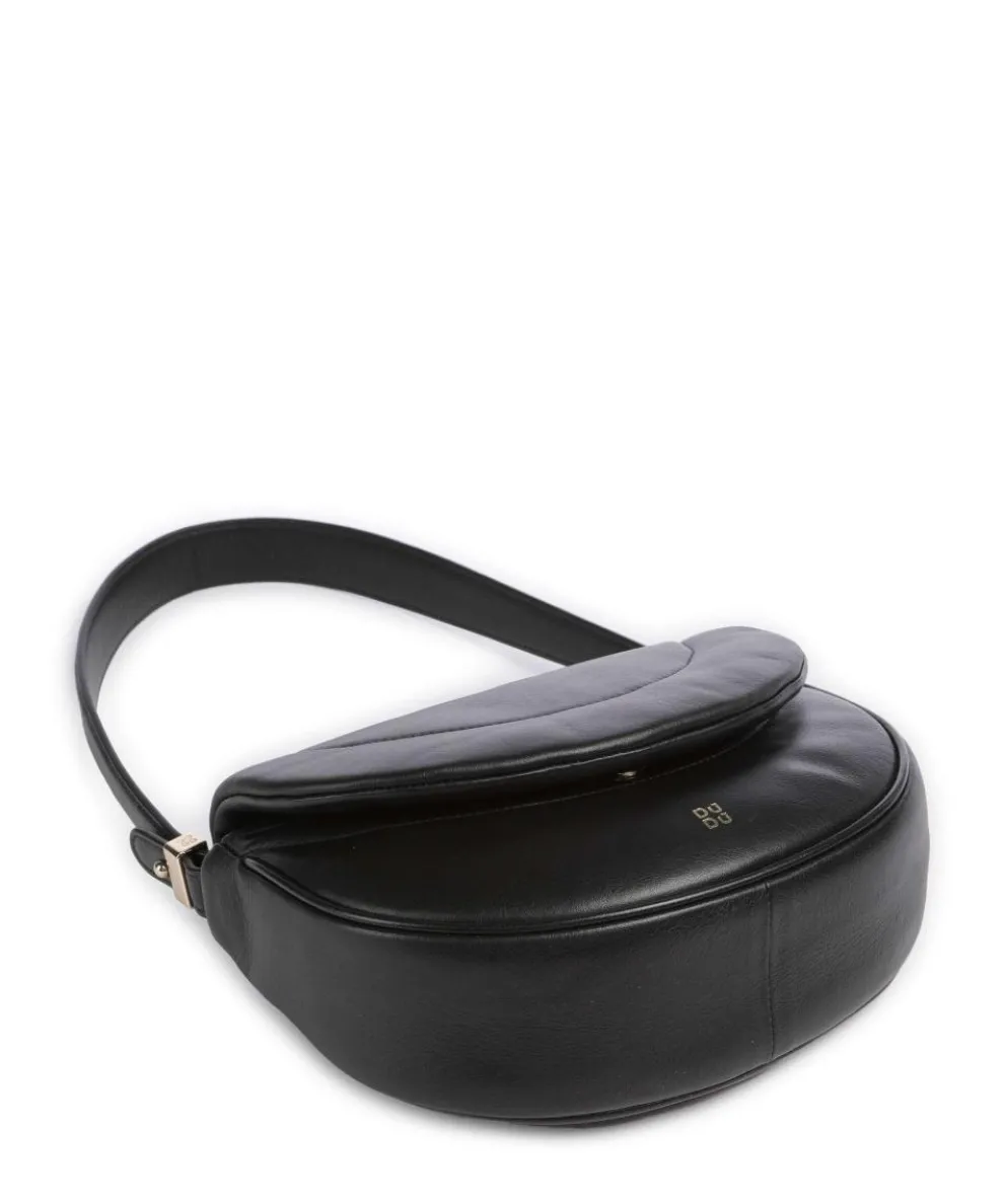 Panarea Schultertasche fein genarbtes Leder schwarz