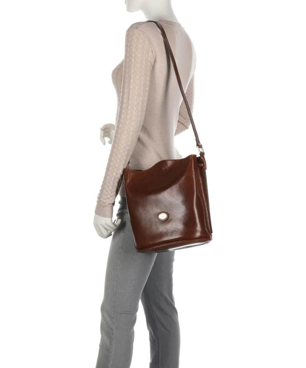 Story Donna Beuteltasche glattes Rindsleder braun