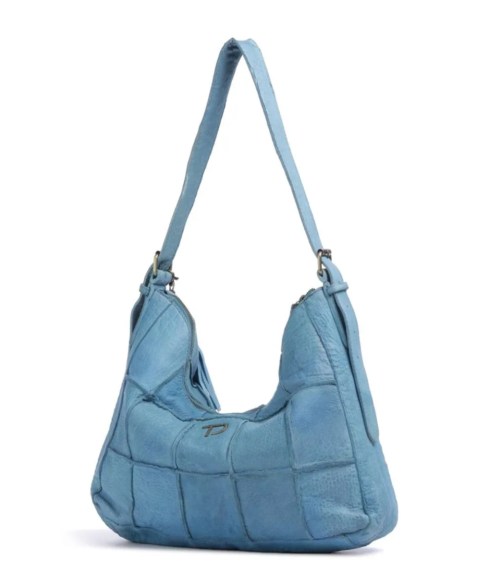 Malvengasse 5 Schultertasche genarbtes Leder blau