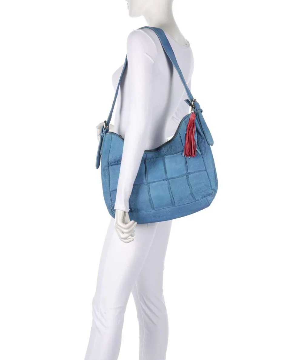 Malvengasse 5 Schultertasche genarbtes Leder blau