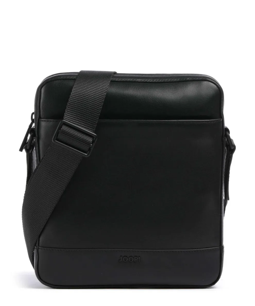 Manciano Remus Umhängetasche fein genarbtes Leder schwarz