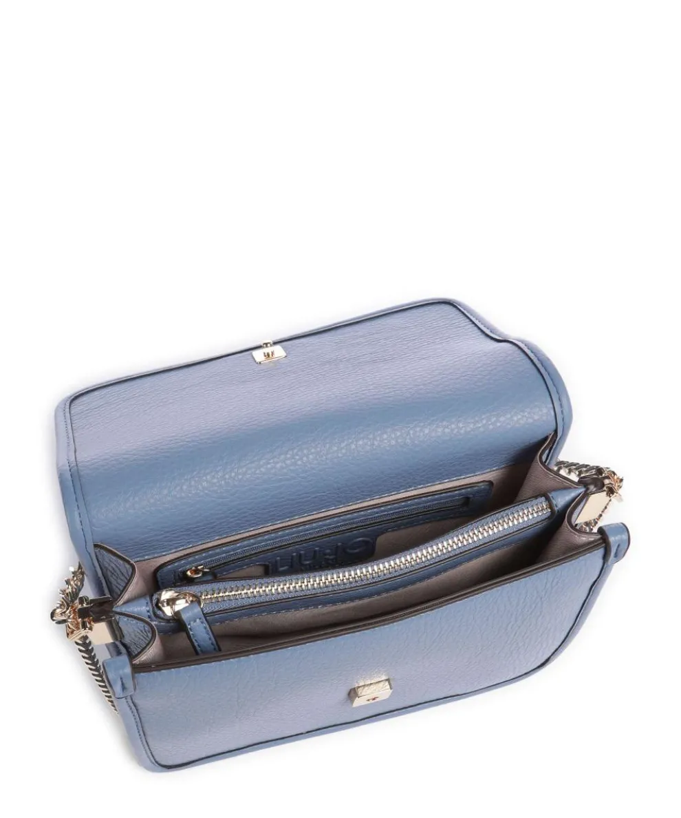 Manhattan S Schultertasche Lederimitat blaugrau