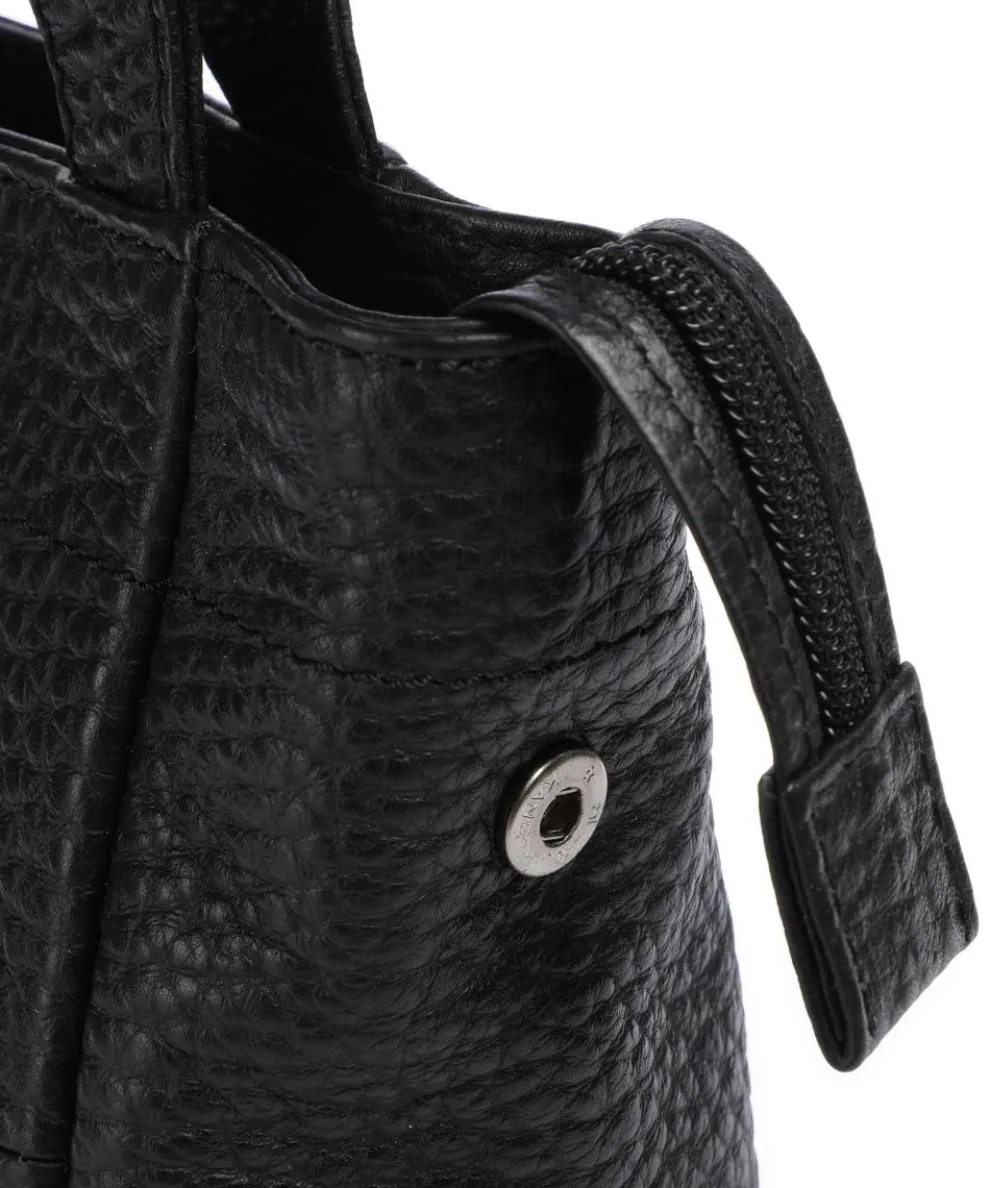 Hirsch Quila Schultertasche genarbtes Leder schwarz