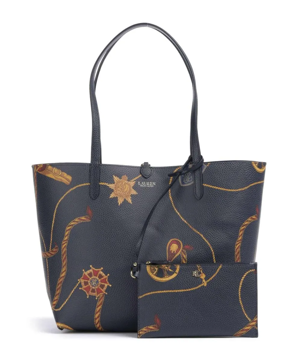 Medium Shopper Lederimitat navy