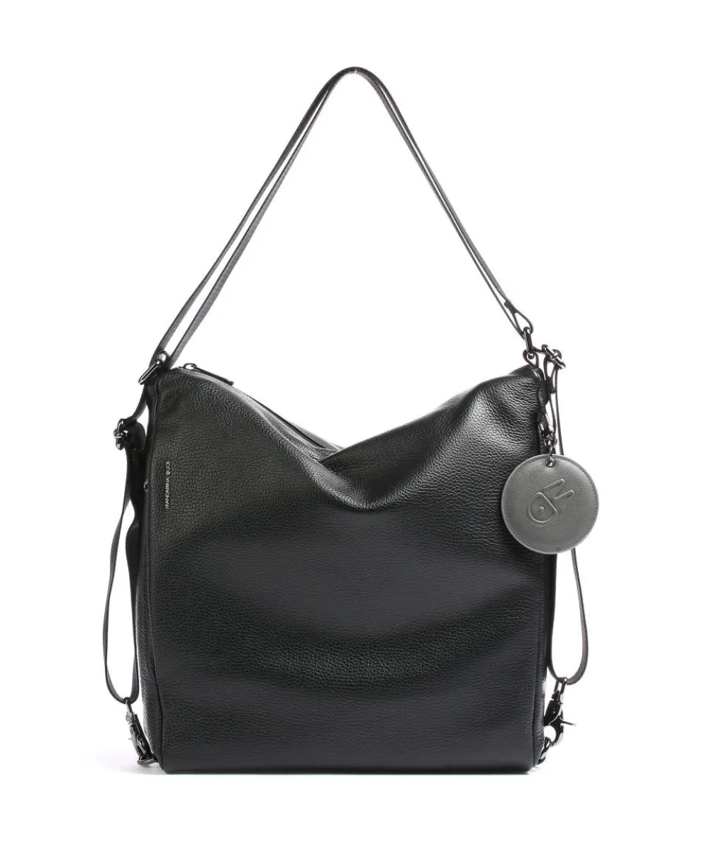 Mellow Leather Rucksack-Tasche genarbtes Kalbsleder schwarz