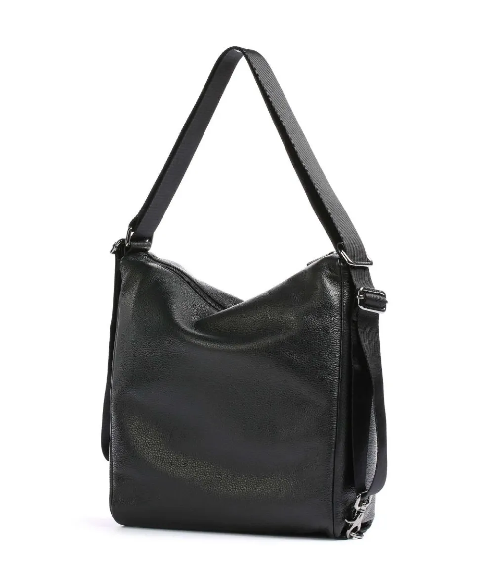 Mellow Leather Rucksack-Tasche genarbtes Kalbsleder schwarz