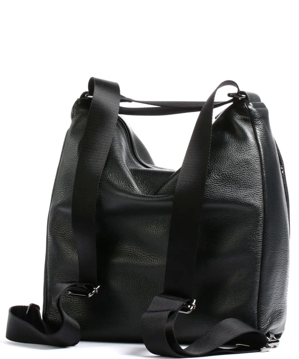 Mellow Leather Rucksack-Tasche genarbtes Kalbsleder schwarz
