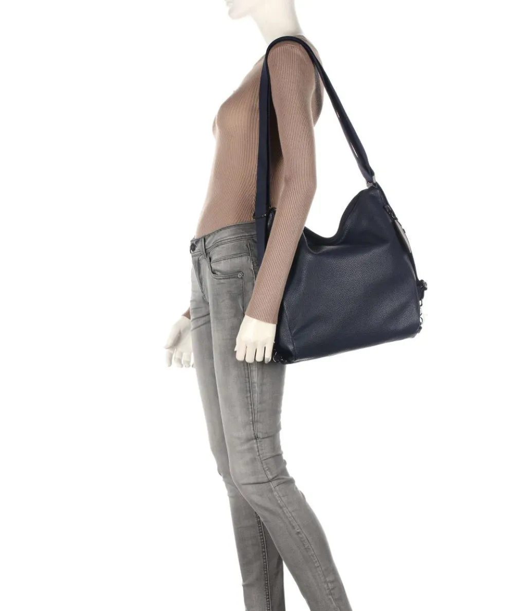 Mellow Leather Rucksack-Tasche genarbtes Kalbsleder navy