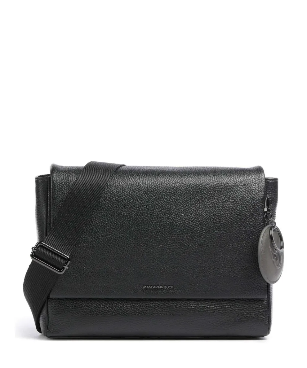 Mellow Leather Schultertasche genarbtes Rindsleder schwarz