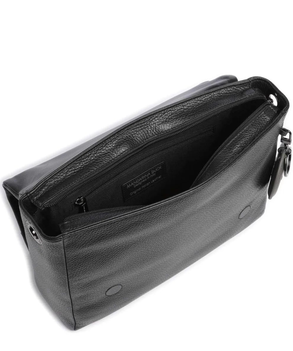 Mellow Leather Schultertasche genarbtes Rindsleder schwarz