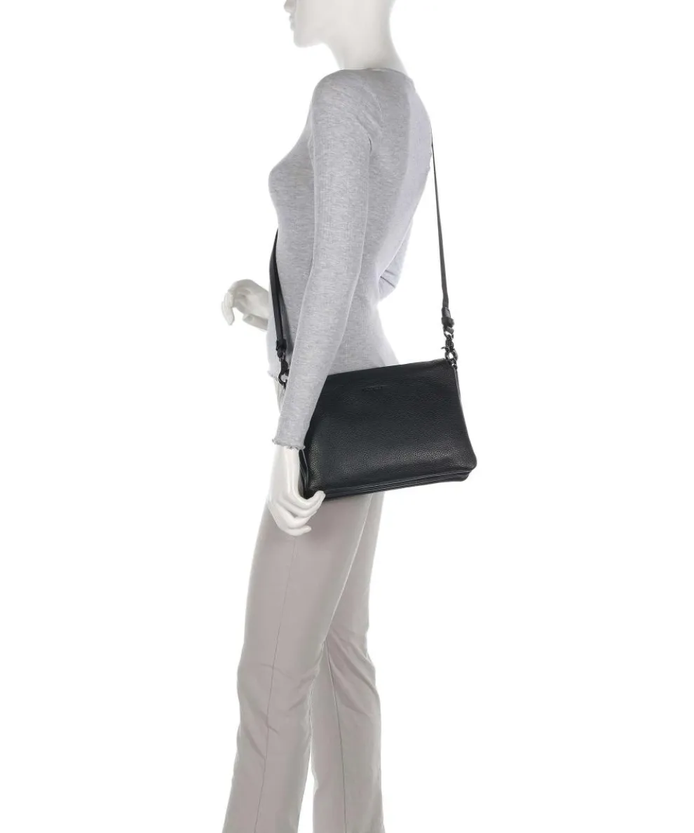 Mellow Leather Umhängetasche genarbtes Kalbsleder schwarz