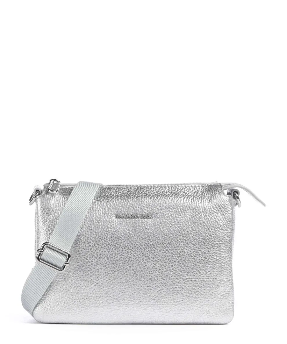 Mellow Metal Umhängetasche genarbtes Kalbsleder silber