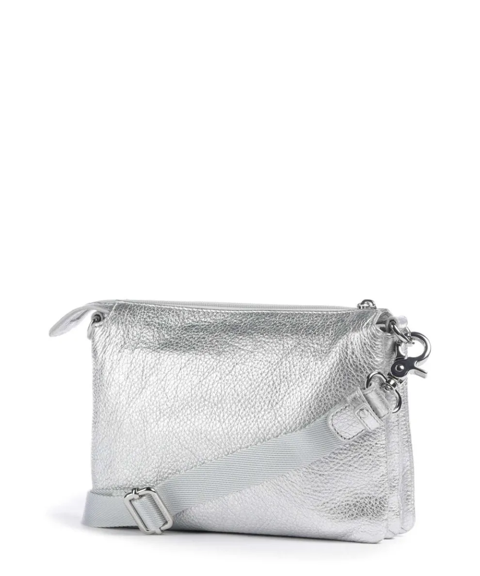 Mellow Metal Umhängetasche genarbtes Kalbsleder silber