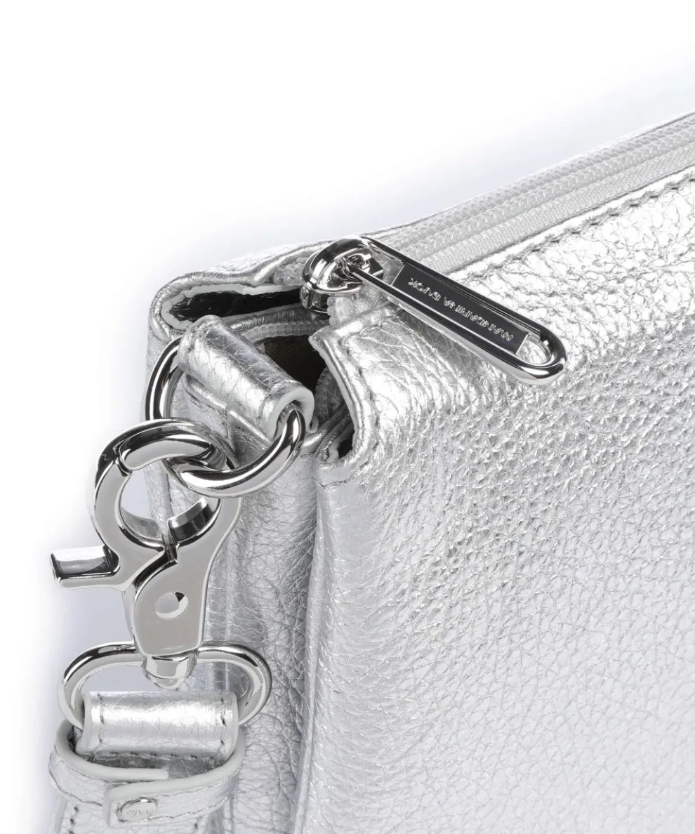 Mellow Metal Umhängetasche genarbtes Kalbsleder silber