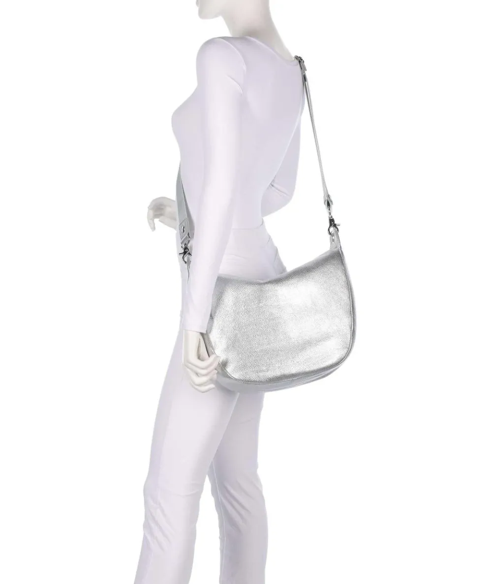 Mellow Metal Umhängetasche genarbtes Kalbsleder silber