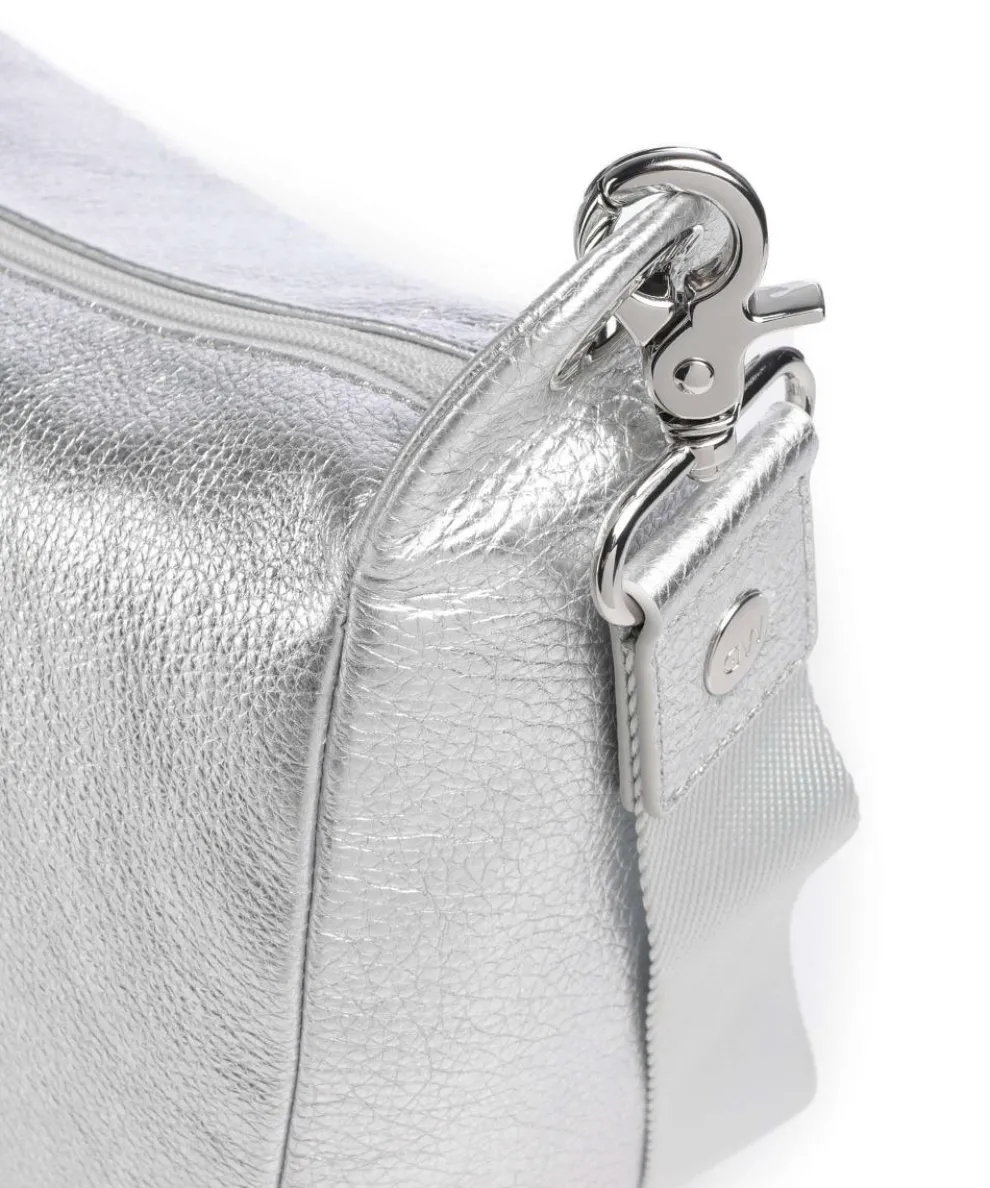 Mellow Metal Umhängetasche genarbtes Kalbsleder silber