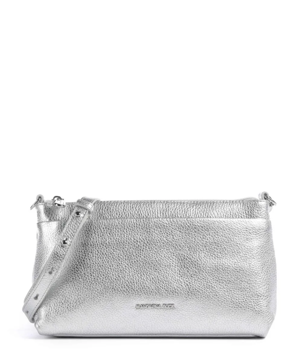 Mellow Metal Umhängetasche genarbtes Kalbsleder silber