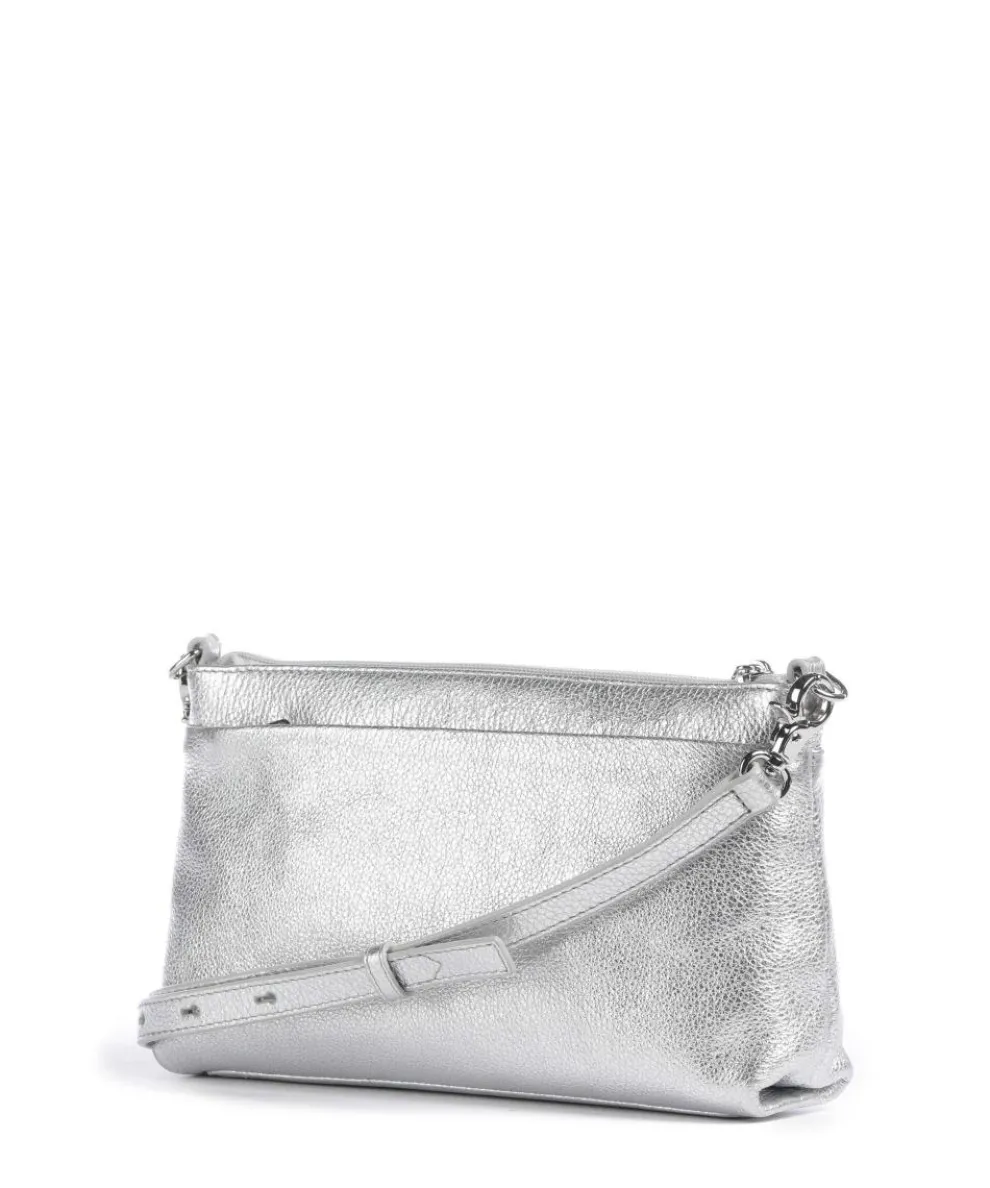 Mellow Metal Umhängetasche genarbtes Kalbsleder silber