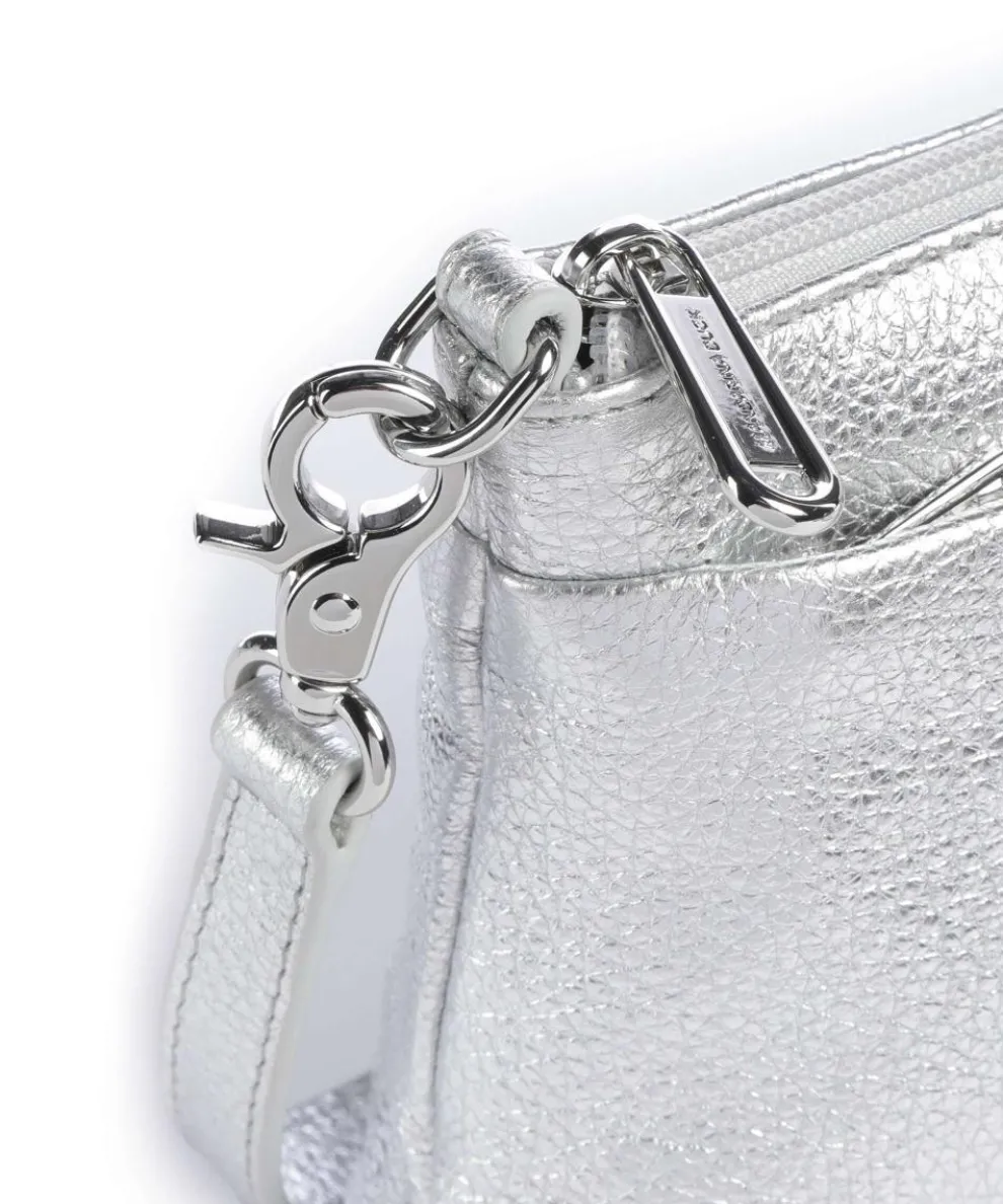 Mellow Metal Umhängetasche genarbtes Kalbsleder silber