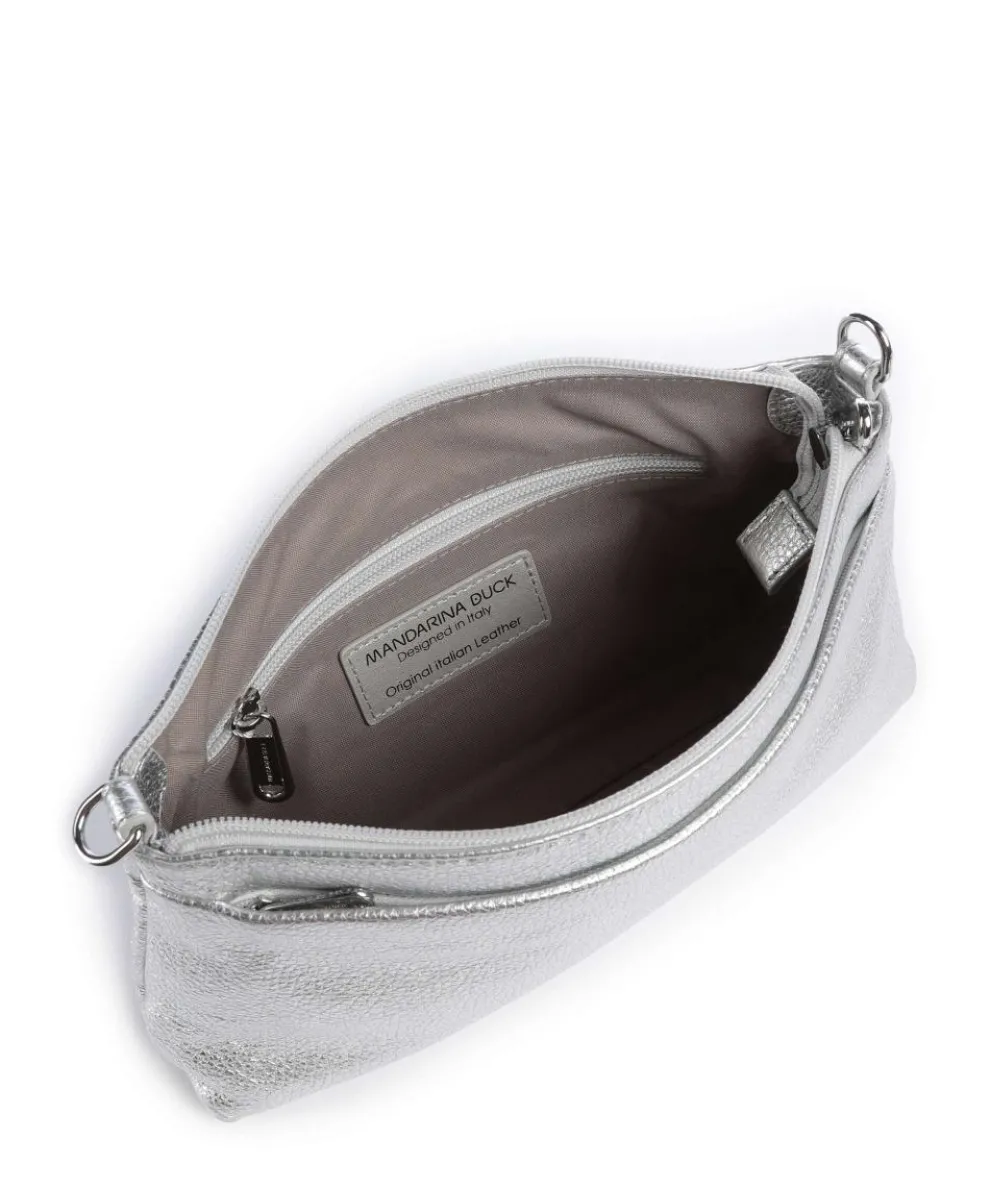 Mellow Metal Umhängetasche genarbtes Kalbsleder silber