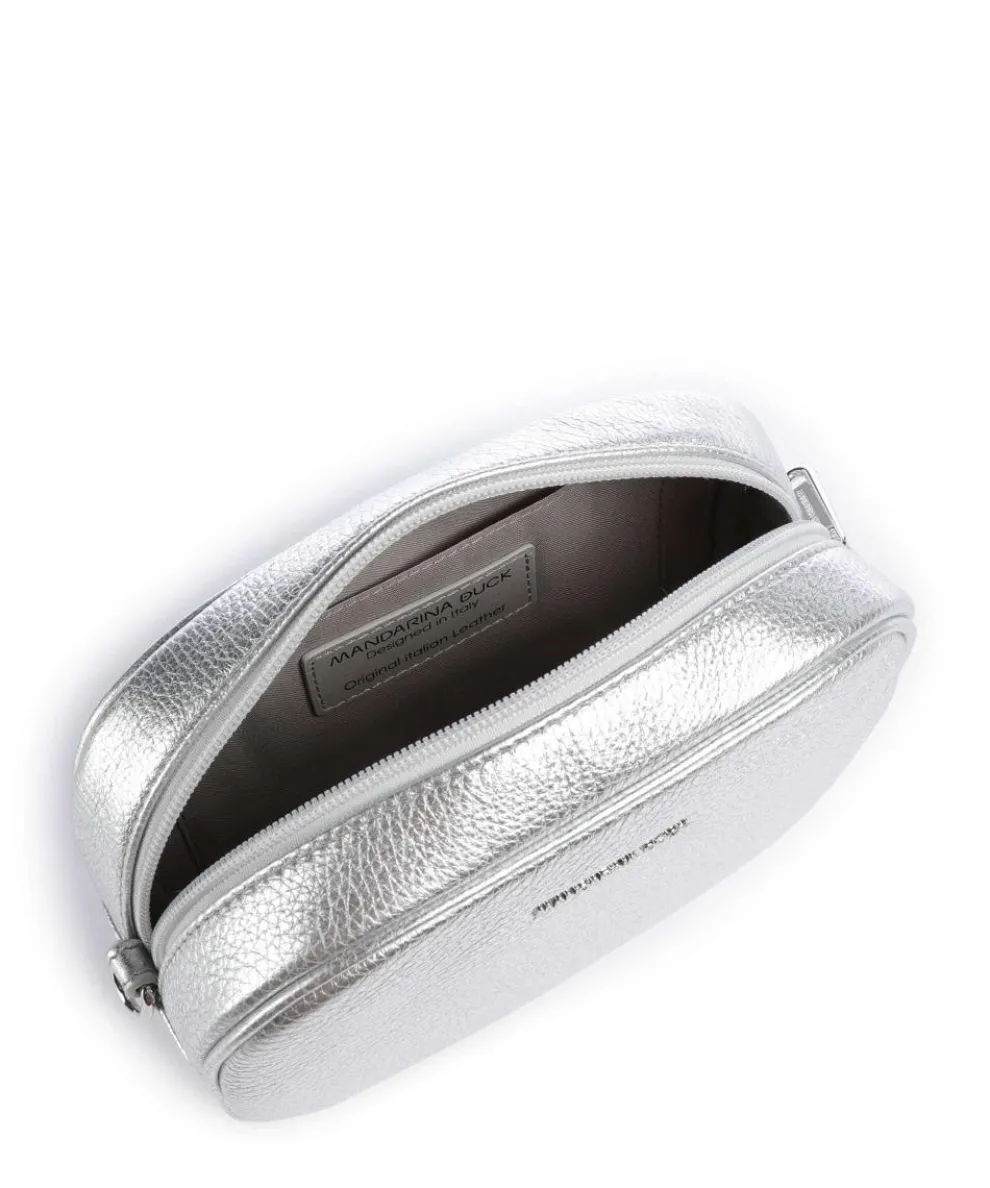 Mellow Metal Umhängetasche genarbtes Kalbsleder silber