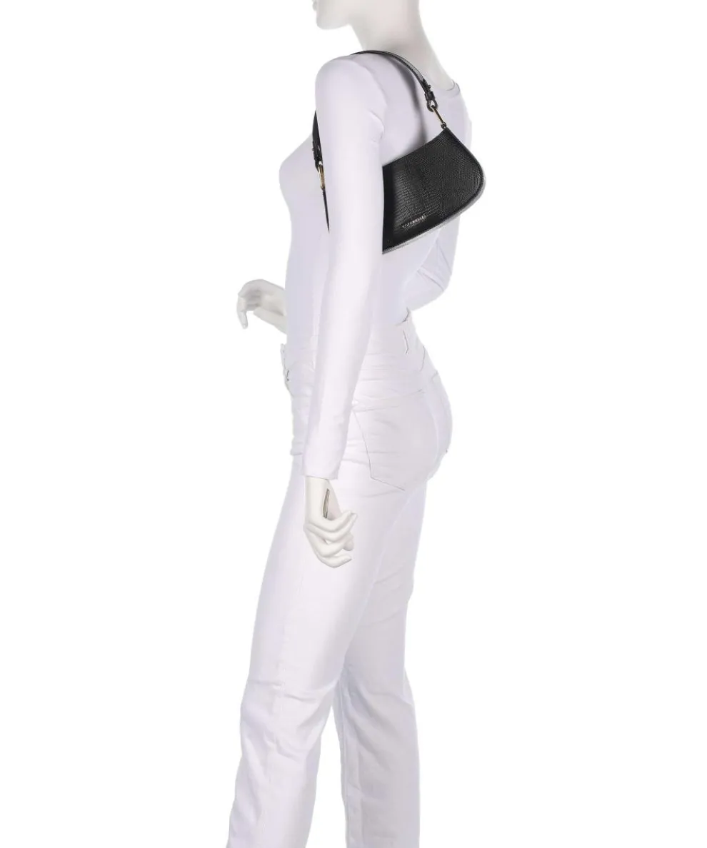 Merveille Lizard Schultertasche geprägtes Rindsleder schwarz