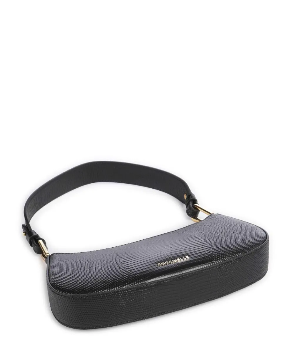 Merveille Lizard Schultertasche geprägtes Rindsleder schwarz