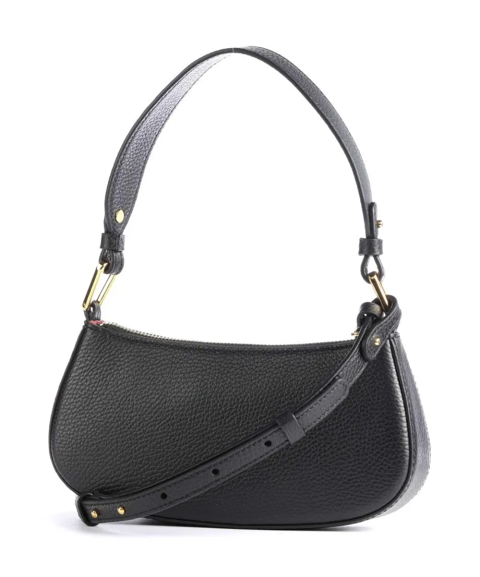 Merveille Schultertasche genarbtes Leder schwarz