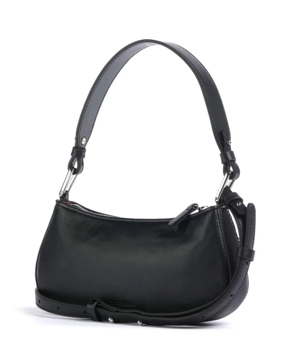 Merveille Schultertasche fein genarbtes Leder schwarz