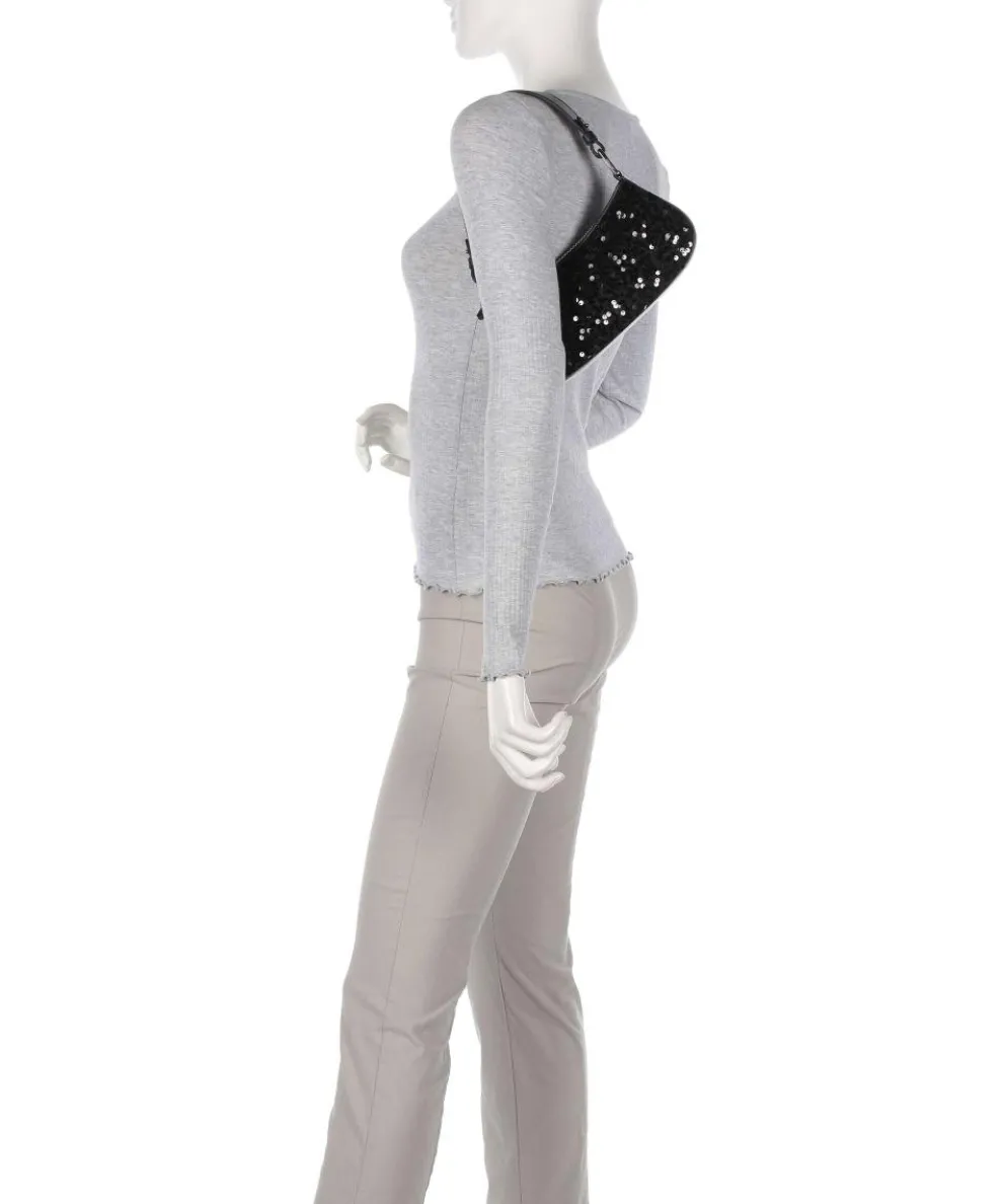 Merveille Schultertasche fein genarbtes Leder schwarz