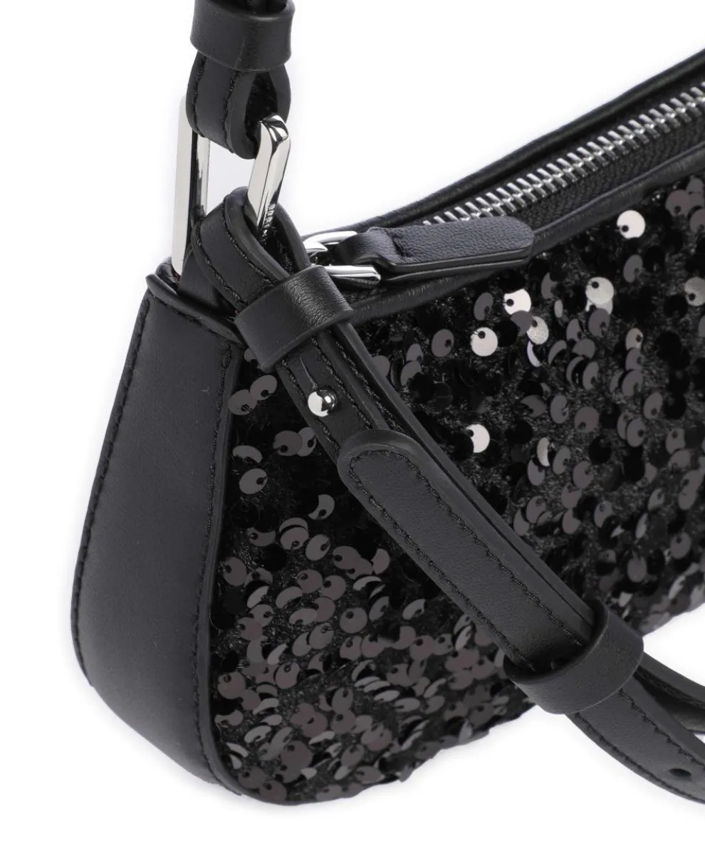 Merveille Schultertasche fein genarbtes Leder schwarz