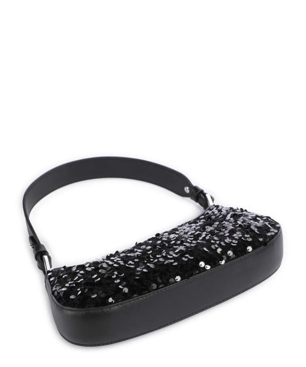 Merveille Schultertasche fein genarbtes Leder schwarz