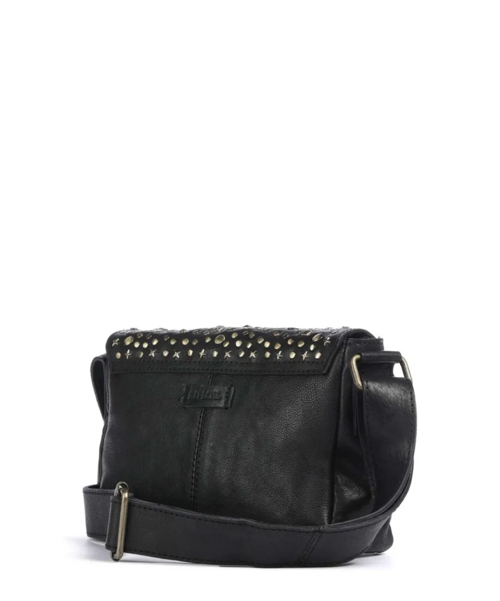 Metal Memory Umhängetasche genarbtes Rindsleder schwarz