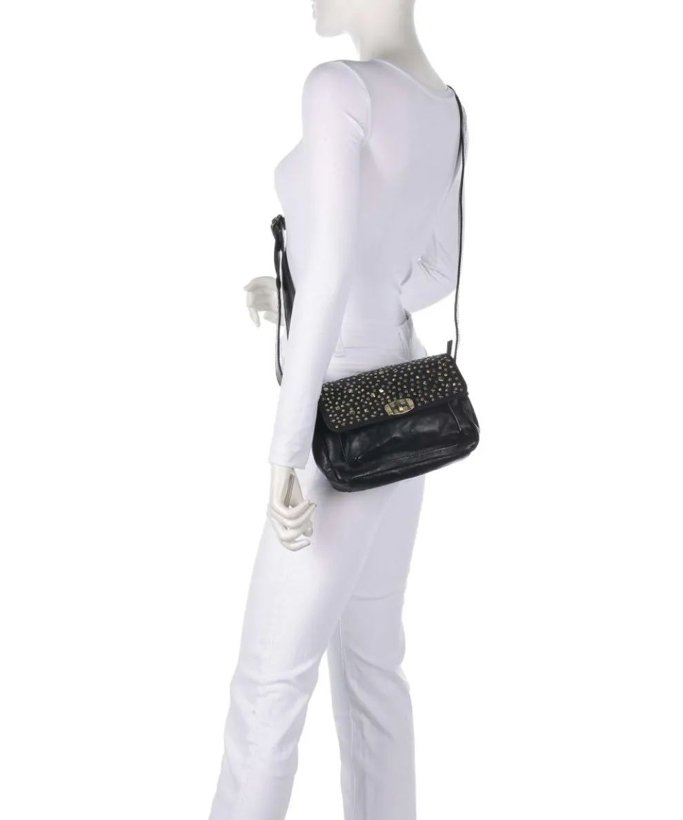 Metal Memory Umhängetasche genarbtes Rindsleder schwarz