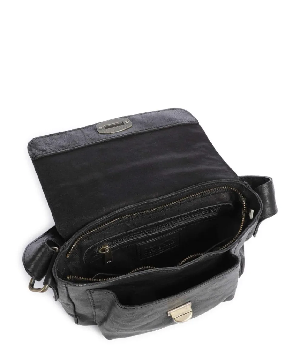 Metal Memory Umhängetasche genarbtes Rindsleder schwarz