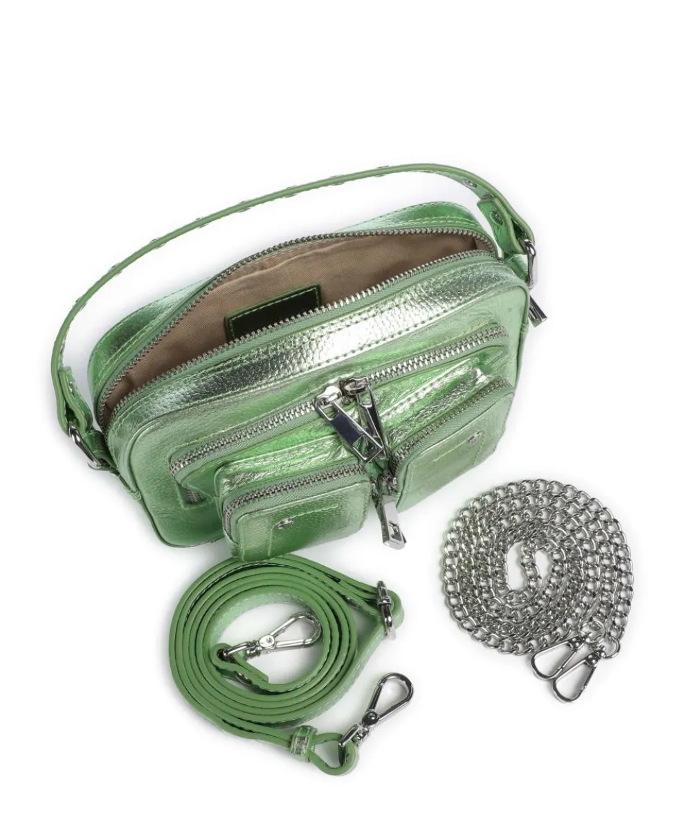 Metallic Helena Umhängetasche genarbtes Leder grün