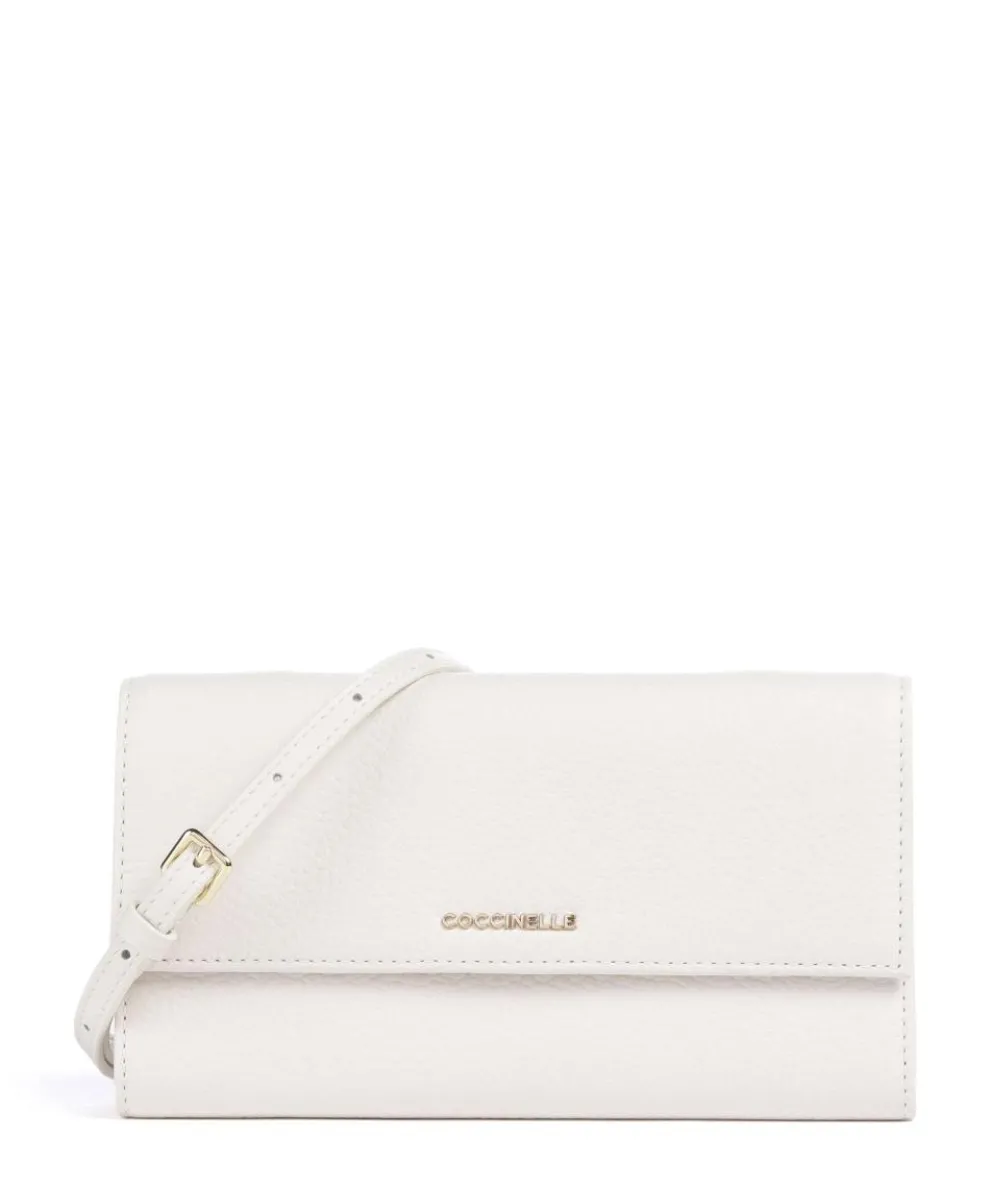 Metallic Soft Geldbörse Leder weiß