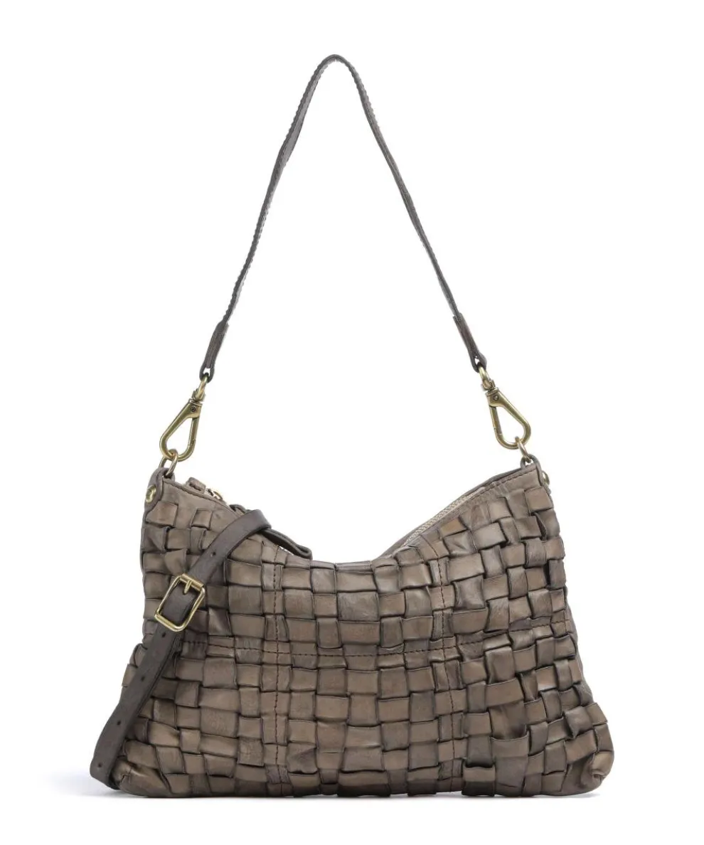 Schultertasche fein genarbtes Rindsleder stein