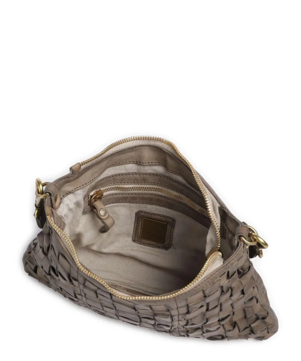 Schultertasche fein genarbtes Rindsleder stein