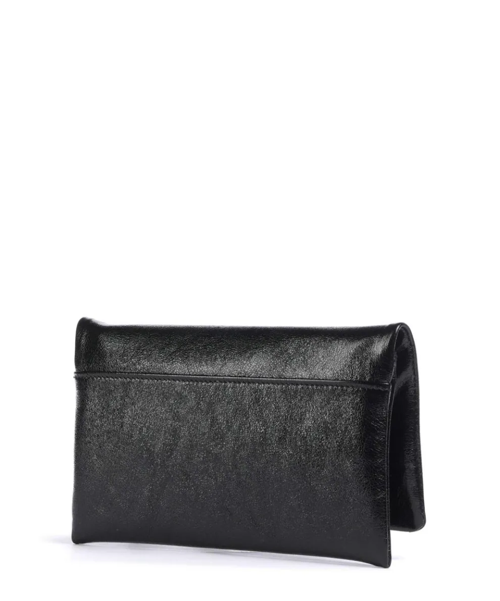 Mimosa Strass Clutch genarbtes Leder schwarz