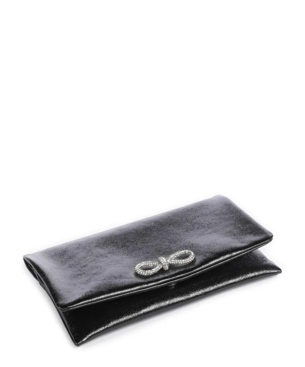 Mimosa Strass Clutch genarbtes Leder schwarz