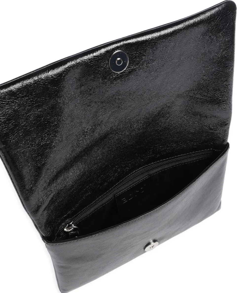 Mimosa Strass Clutch genarbtes Leder schwarz