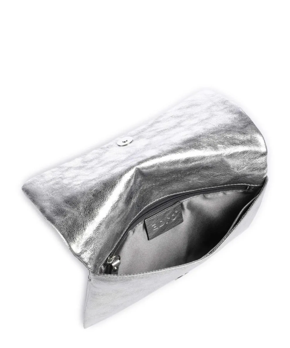 Mimosa Strass Clutch genarbtes Leder silber