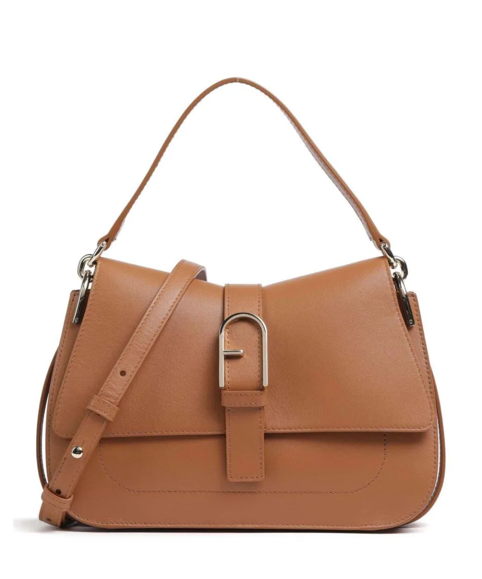 Flow M Handtasche fein genarbtes Leder braun