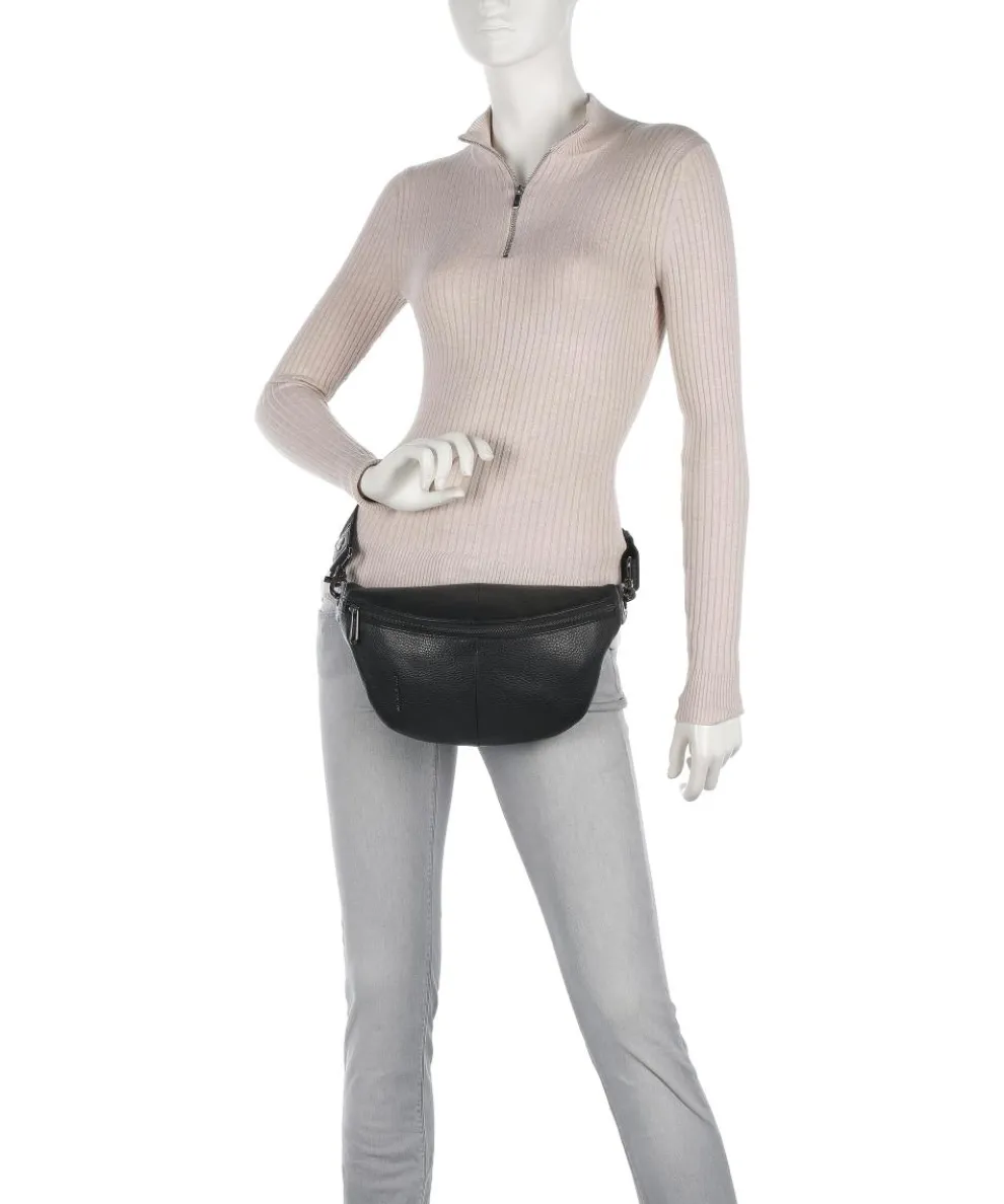 Mellow Leather Gürteltasche genarbtes Kalbsleder schwarz