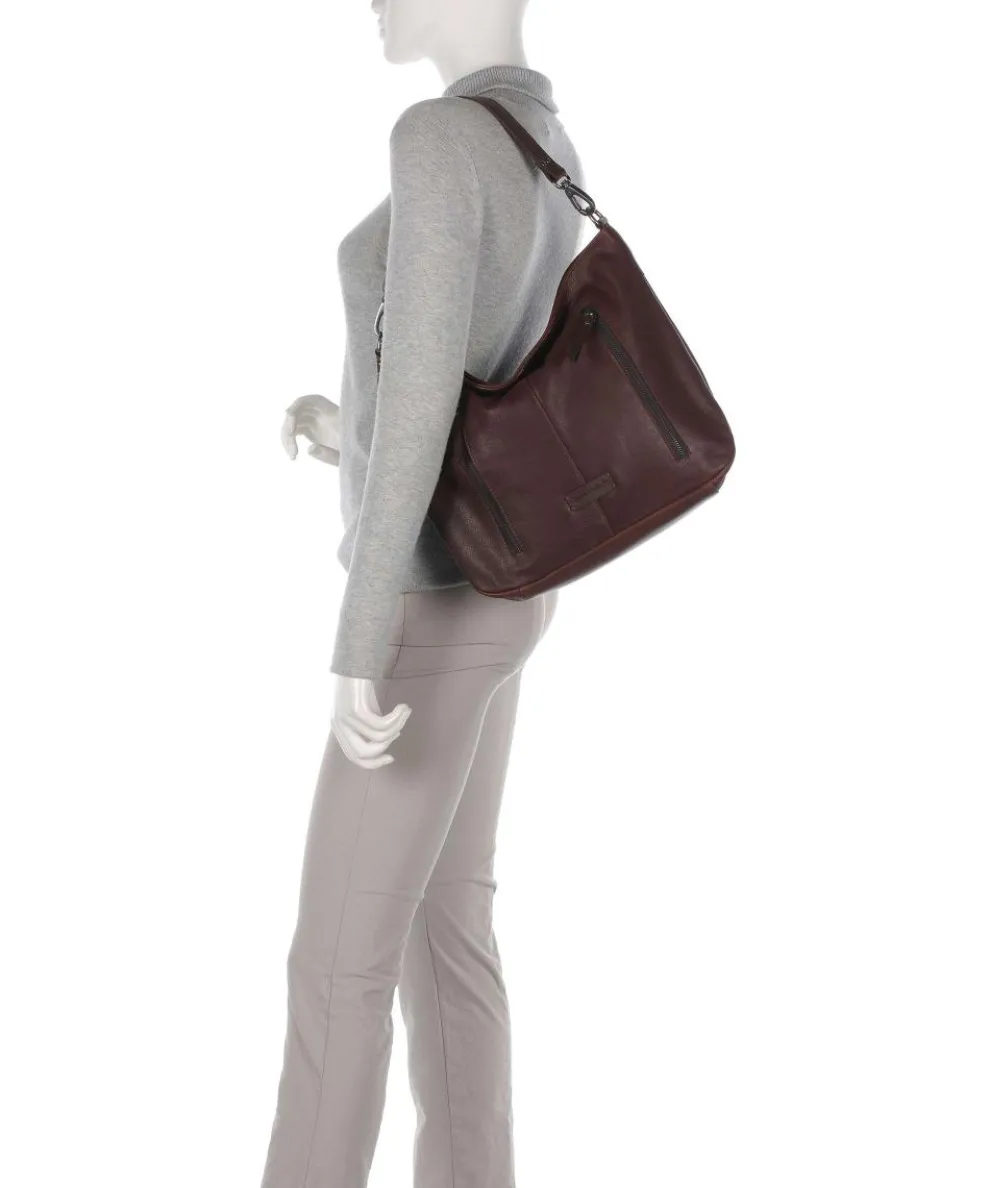 Montreal 24N Beuteltasche genarbtes Leder dunkelbraun