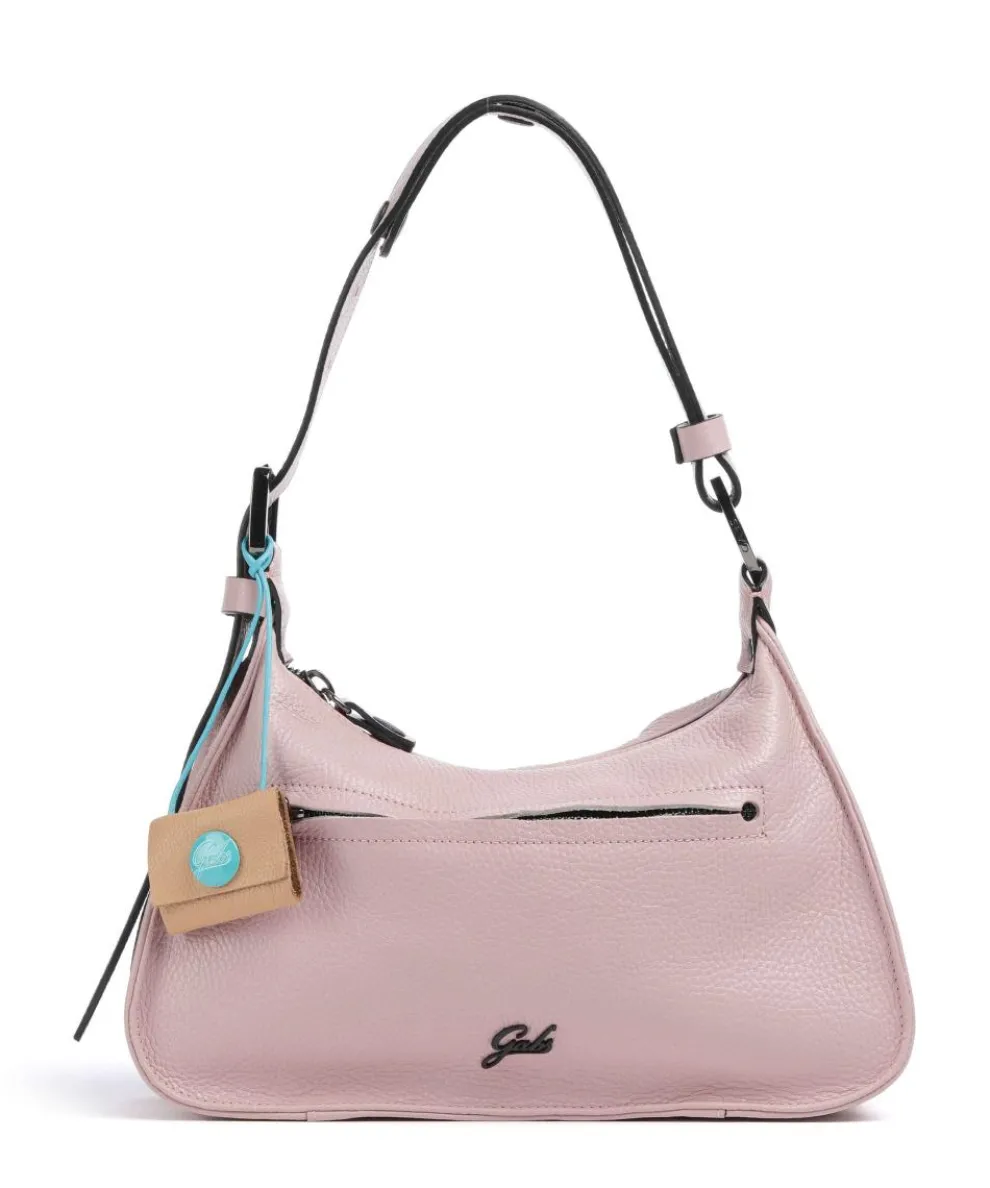 Porto Rico Gala Schultertasche genarbtes Kalbsleder grau/rosa