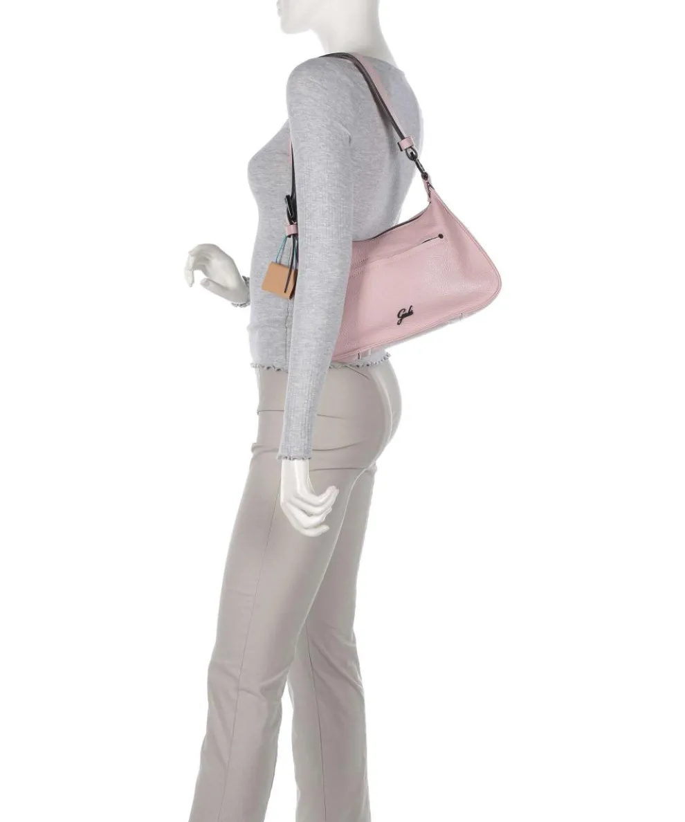 Porto Rico Gala Schultertasche genarbtes Kalbsleder grau/rosa