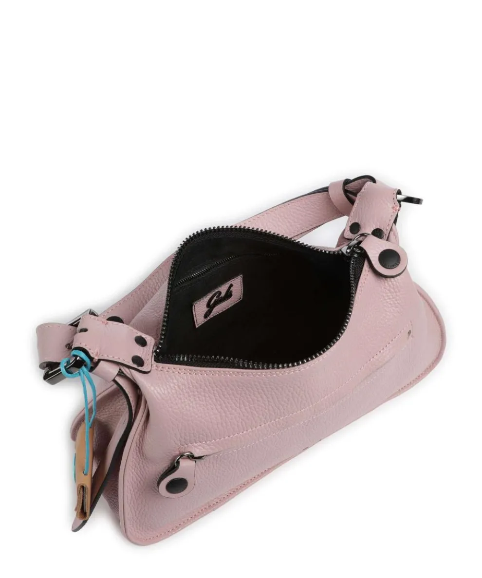 Porto Rico Gala Schultertasche genarbtes Kalbsleder grau/rosa