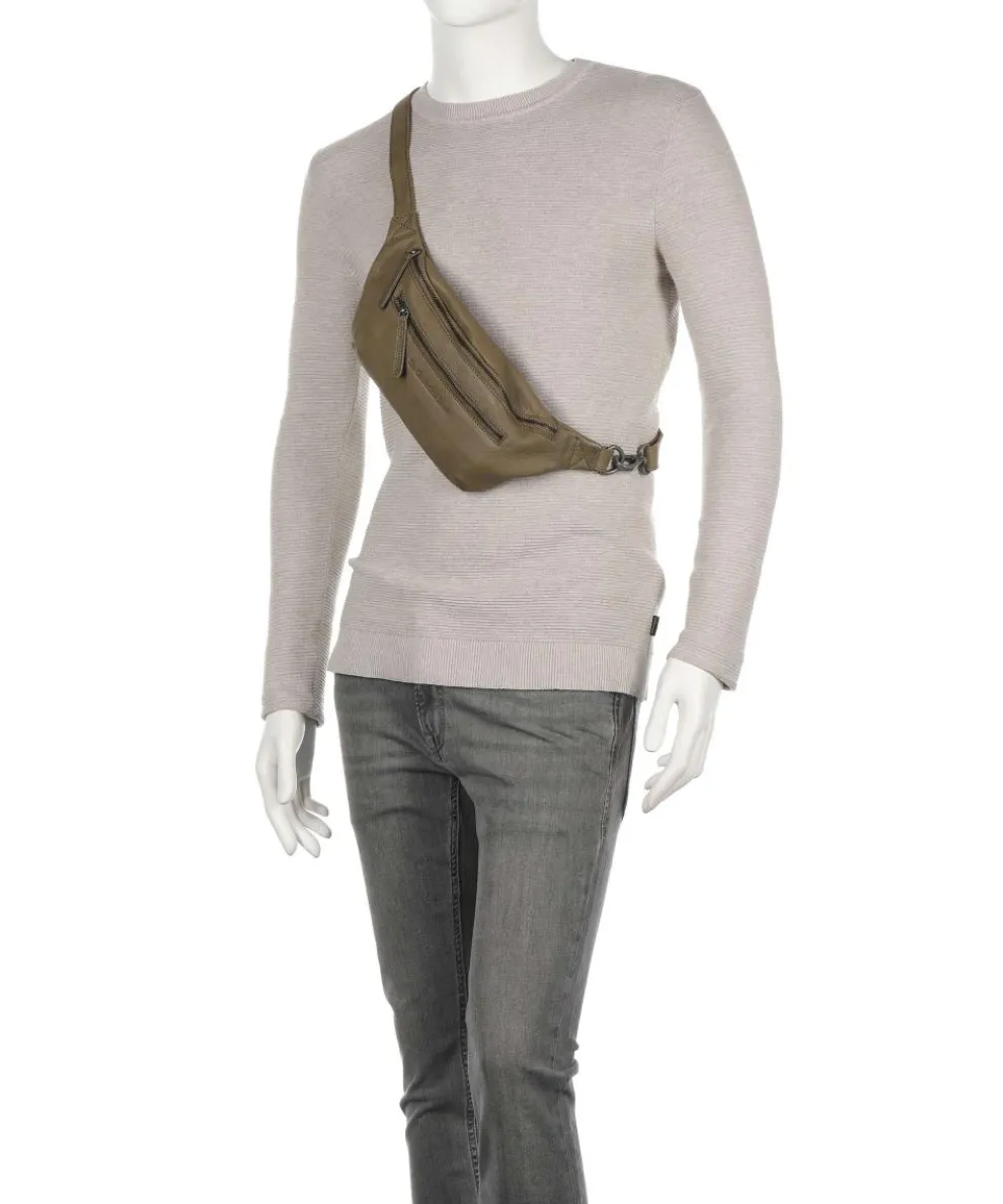 Washed Waxed Cow Severo Gürteltasche genarbtes Rindsleder olivgrün